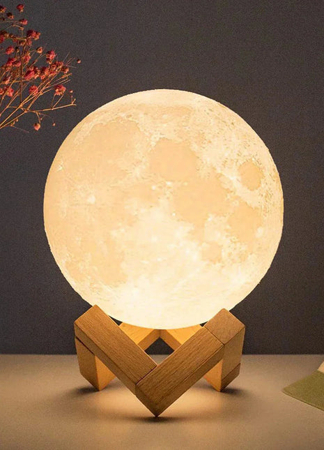 D5 Starry Moon Lamp 8Cm - LED Night Light with Stand, Perfect for Bedroom Decor and Gifts